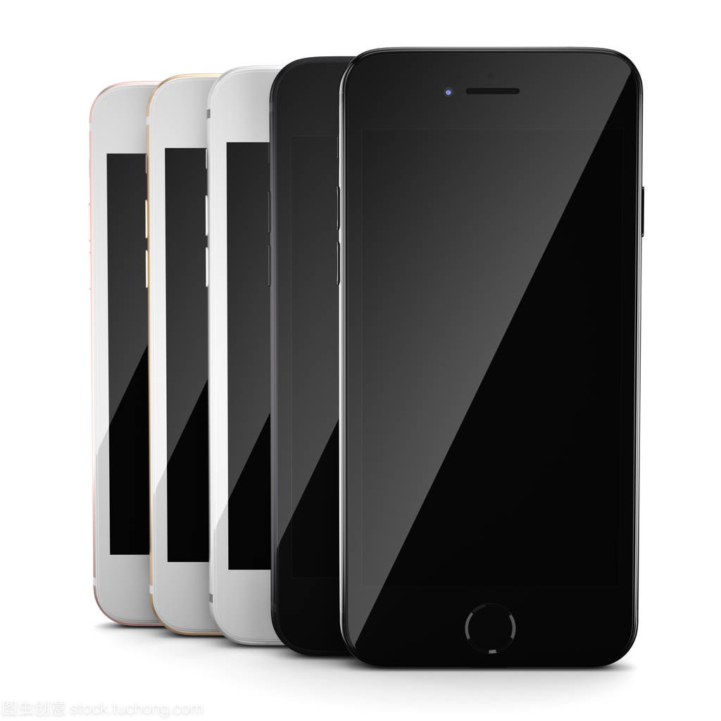 3d 渲染设置智能手机在 iphone 款式与黑色的屏幕
