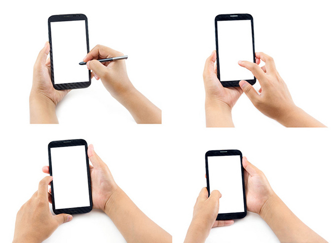 拿着智能手机的各种手势高清图片